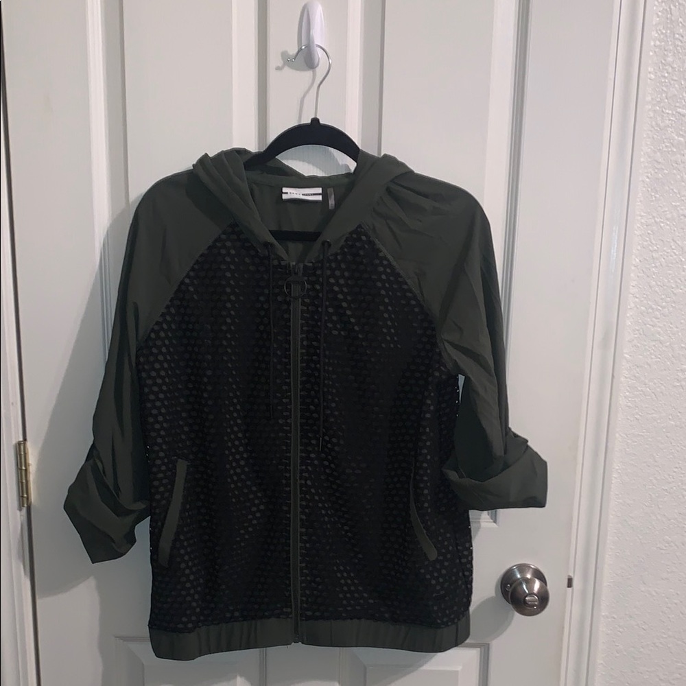 Green and Black Hooded Jacket